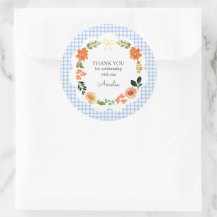 Adesivo 003 Azul Cobalto Floral Xadrez Chuvada de Bebê