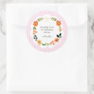 Adesivo 009 Rosa Fúcsia Floral Xadrez Bebê Shower