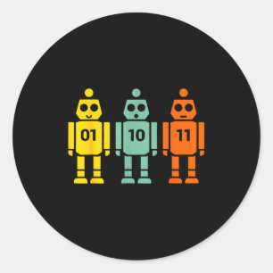 Adesivo 01 10 11 programação de robôs homens mulheres cria