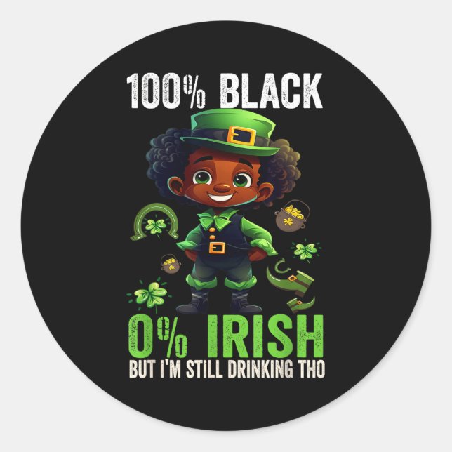Adesivo 0% Irish 100% Black -funny St. Patricks Day Black  (Frente)