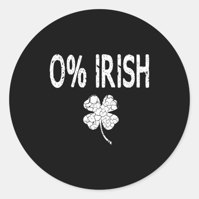 Adesivo 0% Irish Funny St. Patrick's Day Shamrock Men Wome (Frente)