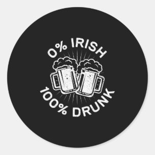 Adesivo 0% irlandês 100% Bebado Dia 1 de São Patrício