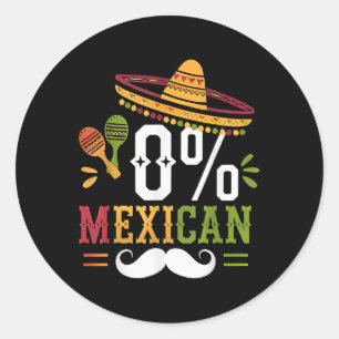 Adesivo 0% Mexicano Cinco de Mayo Fiesta Sombrero Funny