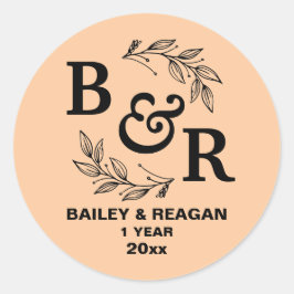 Adesivo 1º Aniversário de Casamento Motivo Monograma