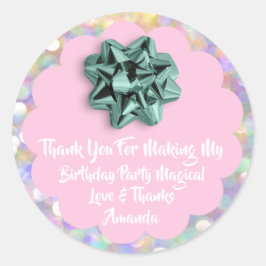 Adesivo 1º Aniversário Favor Chá de fraldas Rosa Holográfi