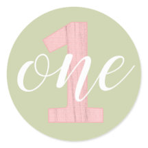 1º Aniversário Um Tom Verde Salvia & Madeira Rosa