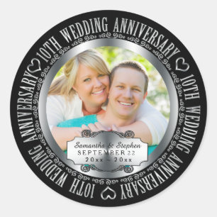 Adesivo 10ª Data de Fotografias de Aniversário de Casame
