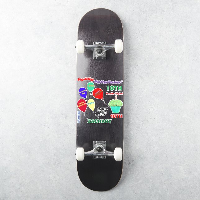 Adesivo 10º Aniversário Cupcake Balões Vinil (Skate)