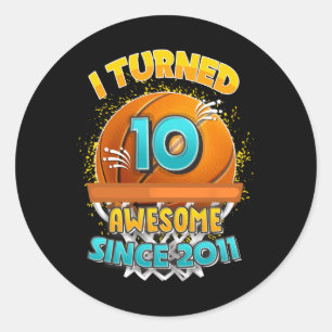 Adesivo 10º Aniversário de Basquete Eu Tornei-me Um Gif De