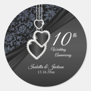 Adesivo 10º aniversário de casamento do Onyx preto