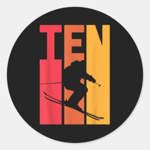 Adesivo 10º Aniversário Garoto Retro Esqui Skier 10 Anos O