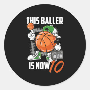 Adesivo 10º Aniversário Jogador De Basquete Engraçado 1