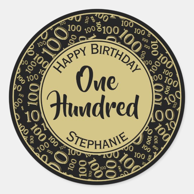 Adesivo 100º aniversário Padrão Preto/Dourado 100 (Frente)