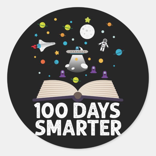 Adesivo 100º Dia da Escola 100 Dias Mais Inteligente Espaç (Frente)