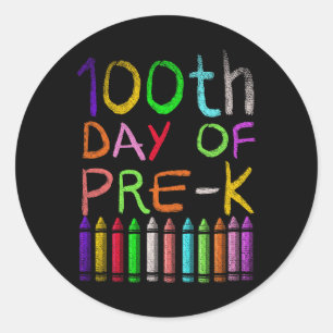 Adesivo 100º Dia De Estudante Pré-K Presente Feliz 100 Dia