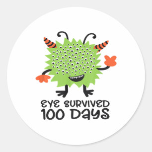 Adesivo 100º Dia De Meninos De Monstro Escolar Sobrevivera
