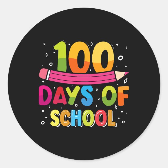 Adesivo 100º Dia de Professores Crianças Felizes 100 Dias  (Frente)