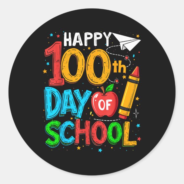 Adesivo 100º Dia de Professores Crianças Felizes 100 Dias (Frente)