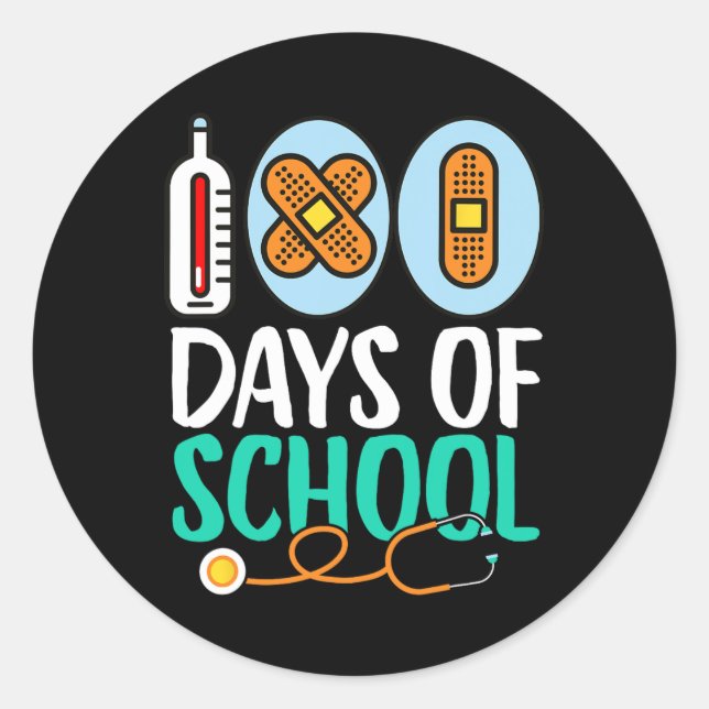 Adesivo 100º Dia De Professores De Crianças Escolares 100  (Frente)