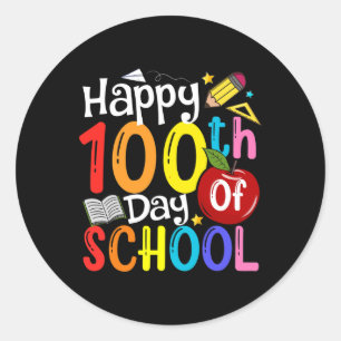 Adesivo 100º Dia de Professores Estudantes Feliz 100 Dia