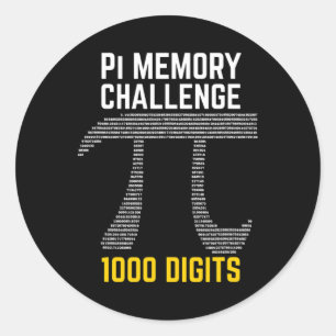Adesivo 1000 Dígitos Do Desafio De Memória Pi - Pi Day
