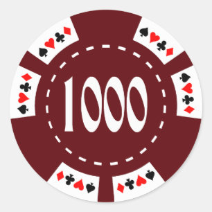 Adesivo 1000 dólares. Ficha de Poker
