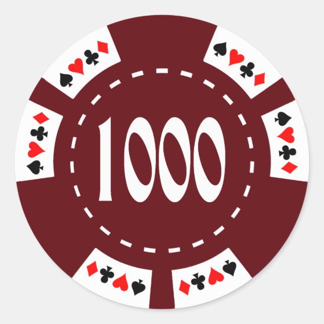 Adesivo 1000 dólares. Ficha de Poker (Frente)