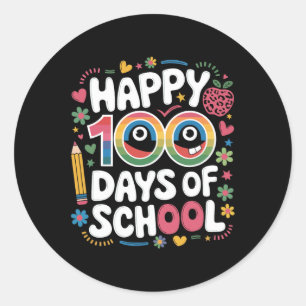 Adesivo 100.º Dia Da Cultura Escolar Retro Feliz 100 Dias 