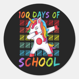 Adesivo 100. º Dia da Escola Dabbing Unicorn 100 Da Magia