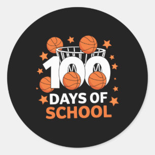 Adesivo 100.º Dia De Crianças De Basquete Escolar 100 Dias