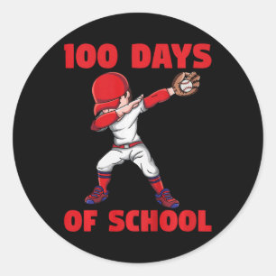 Adesivo 100.º Dia De Crianças Escolares Baseball 100 Dias 
