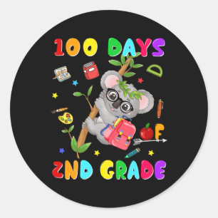 Adesivo 100.º Dia do segundo Escolar Grau Koala Feliz 100