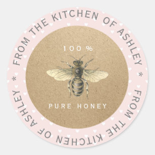 Adesivo 100% corações orgânicos da abelha da cozinha