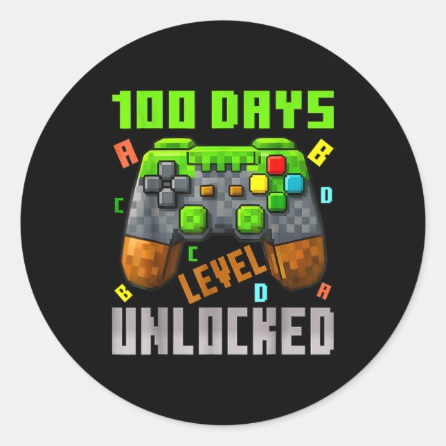 Adesivo 100 Days Level Unlocked Gaming 100 Days Of School  (Frente)