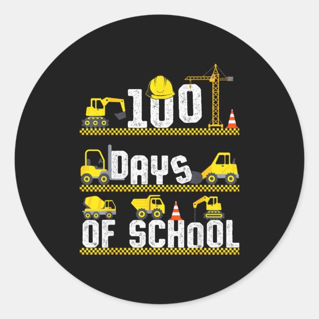 Adesivo 100 Days Of School Construction Truck 100th Day Bo (Frente)