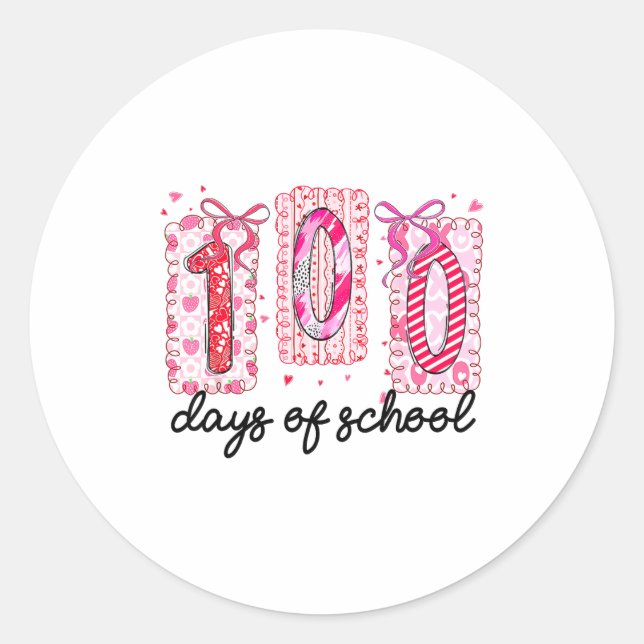 Adesivo 100 Days Of School Coquette Valentine Girls Teache (Frente)