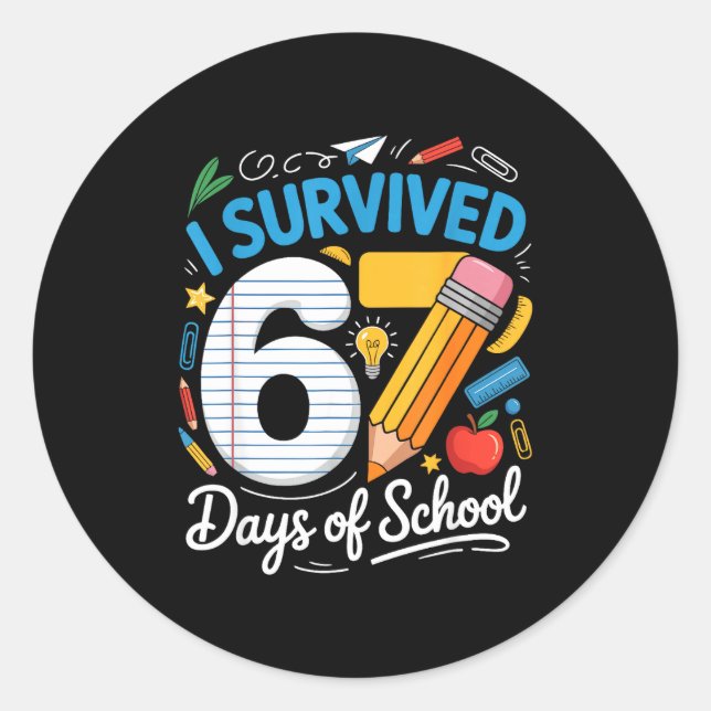 Adesivo 100 Days Of School I Survived 67 Days Of School Te (Frente)