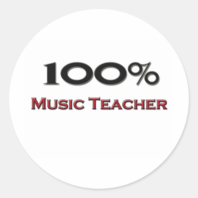 Adesivo 100% de Professora de Música (Frente)