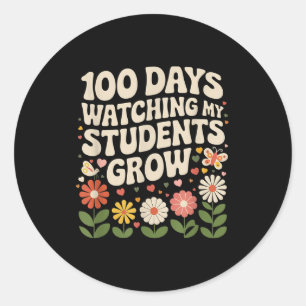 Adesivo 100 Dias Crescendo Flores Boho Professor 100º Dia 