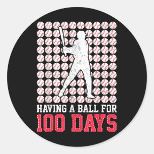 Adesivo 100 Dias De Basebol Escolar 100.º Dia Para Rapazes