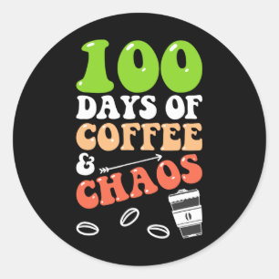 Adesivo 100 dias de café e caos 100 dias de ensino