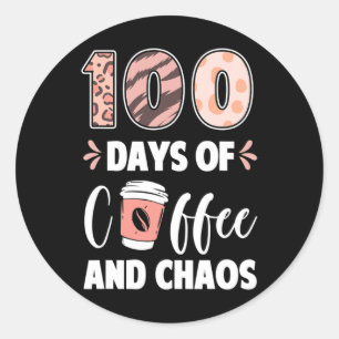 Adesivo 100 dias de café e caos 100 dias de escola t