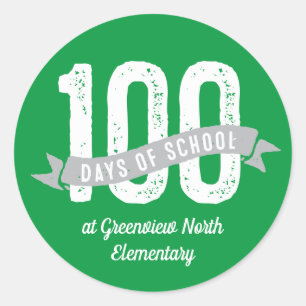 Adesivo 100 dias de diversão escolar, verde personalizado,