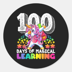 Adesivo 100 dias de dom de unicórnio mágico aprendendo a a