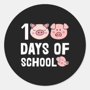Adesivo 100 Dias De Ensino De Cartoon De Suíno