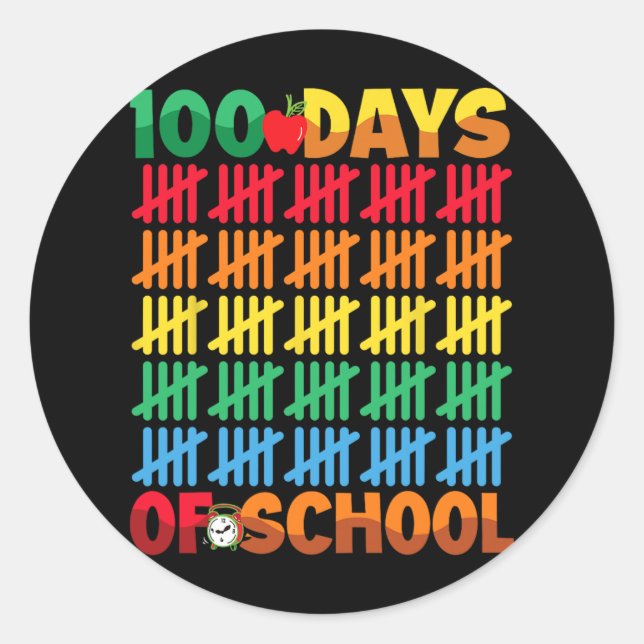 Adesivo 100 Dias De Ensino Feliz 100º Dia De Ensino (Frente)