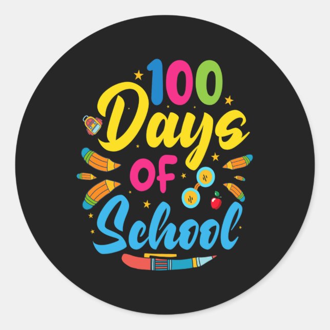 Adesivo 100 Dias De Escola 100.º Dia Da Escola (Frente)