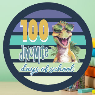 Adesivo 100 Dias de Escola Dinosaur Professor Aluno