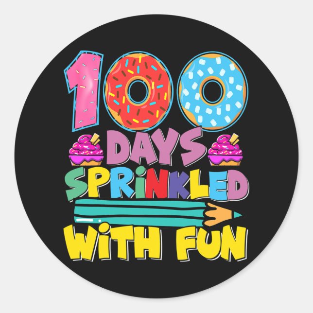 Adesivo 100 Dias De Escola Espelhados Com Cupcake Bonito D (Frente)