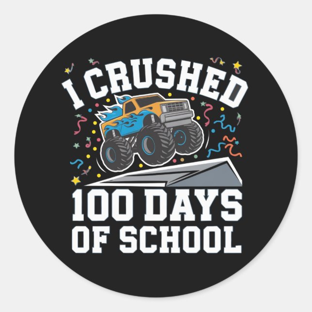 Adesivo 100 dias de escola Monster Truck 100º dia na escol (Frente)